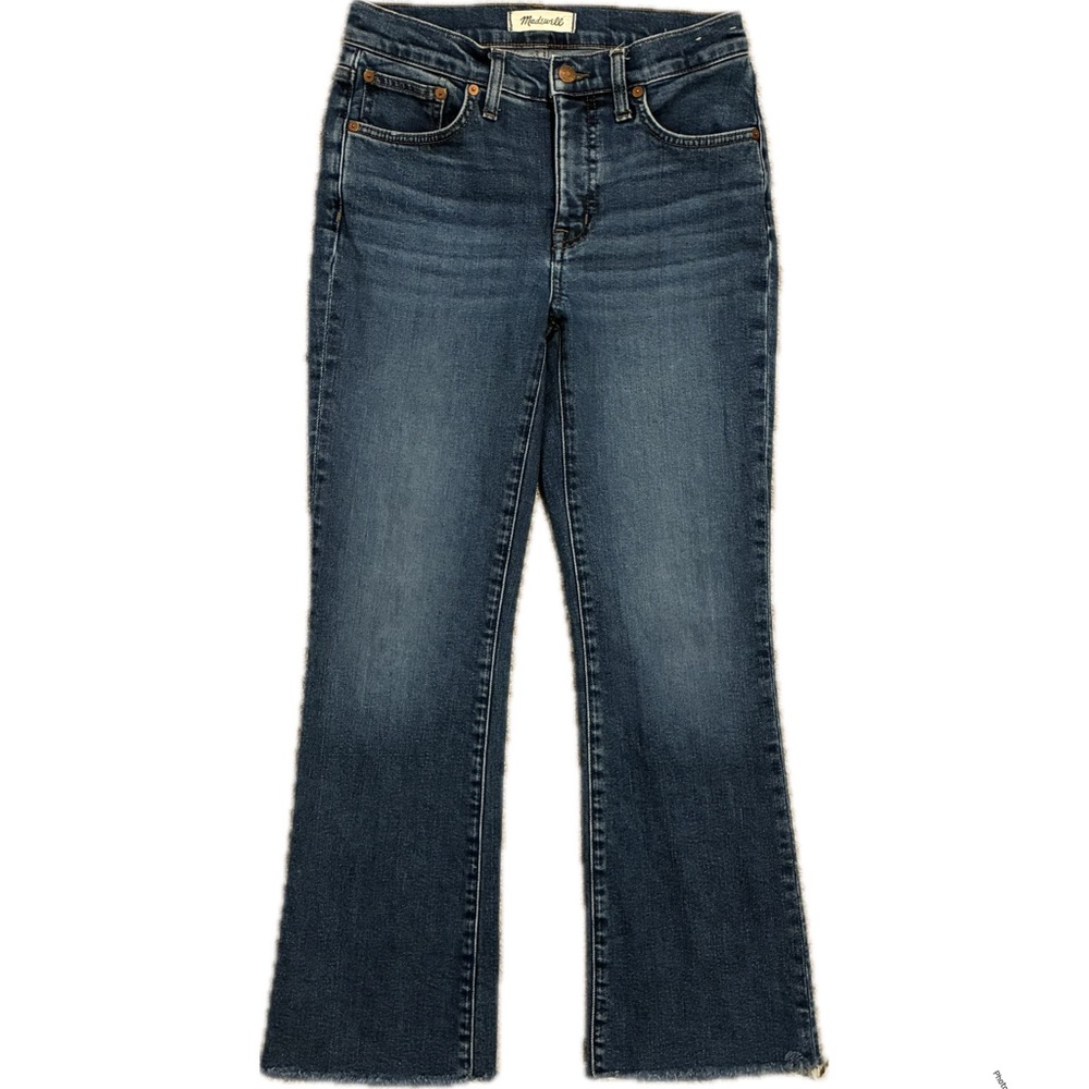 Madewell Jeans Women’s 26 Blue Mid Rise Kick Out Ankle Raw Hem LIKE NEW! - Picture 4 of 10